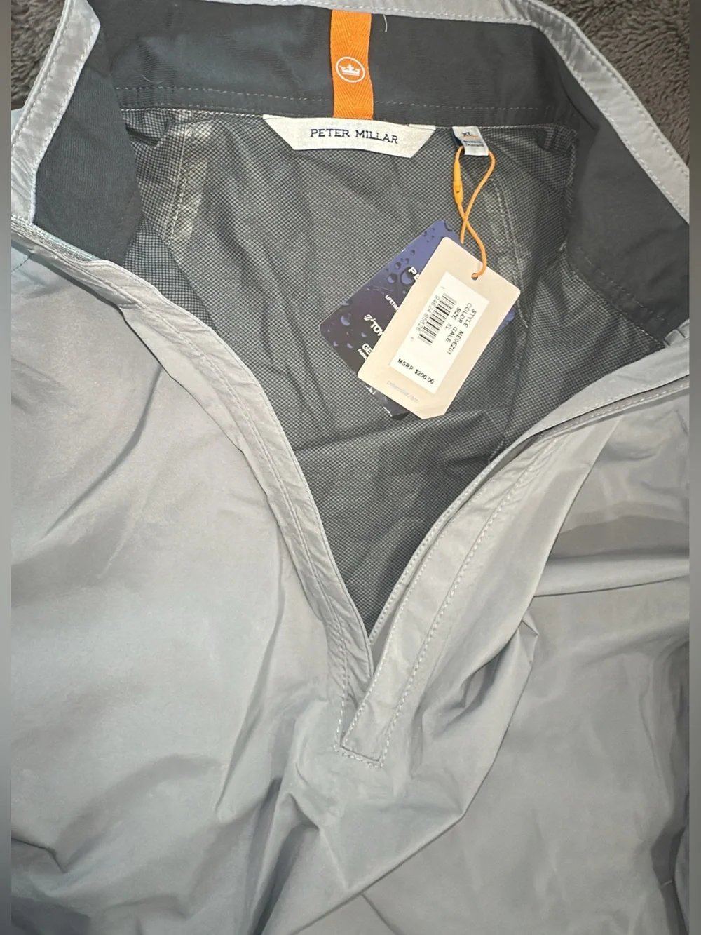 Peter Millar NWT Gray Pullover Windbreaker/rainwear (MIX44)